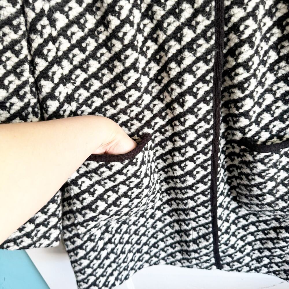 Talbots Wool Blend Sweater Coat Jacket Hidden Snap Buttons Houndstooth Style 1X - Picture 5 of 13
